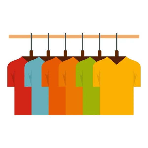 Collection de t-shirt sur cintre icône, style plat — Image vectorielle