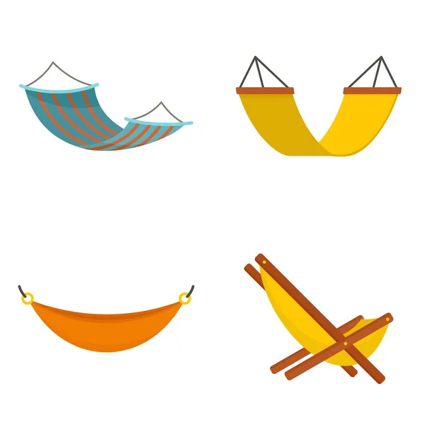 Conjunto de iconos de hamaca, estilo plano — Vector de stock