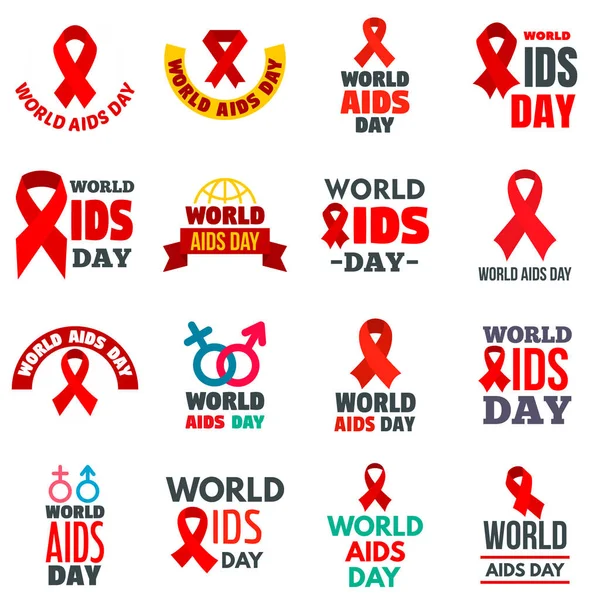 世界艾滋病日标志集, 扁平风格 — 图库矢量图片