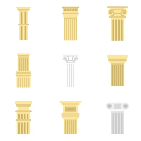 Conjunto de iconos de pilar, estilo plano — Archivo Imágenes Vectoriales