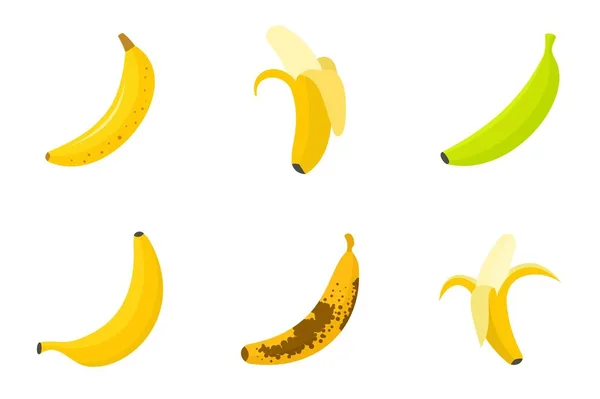 Conjunto de ícones de banana, estilo plano — Vetor de Stock