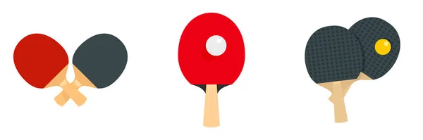 Ensemble d'icônes de ping-pong, style plat — Image vectorielle