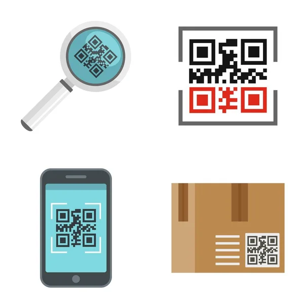 Qr 代码图标集，平面样式 — 图库矢量图片