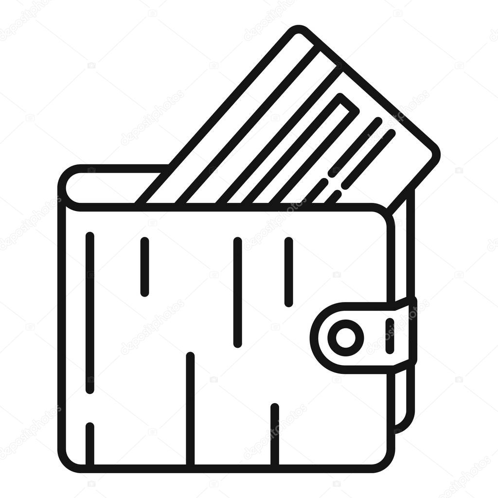 Leather wallet icon, outline style