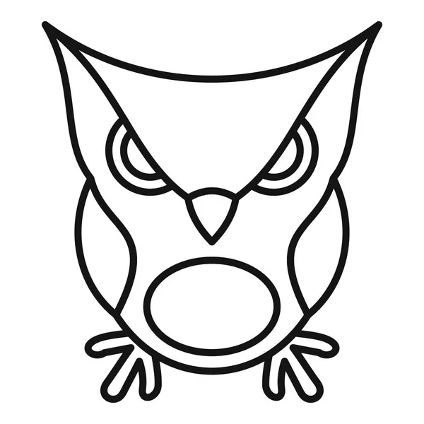 愤怒的猫头鹰图标，轮廓风格 — 图库矢量图片
