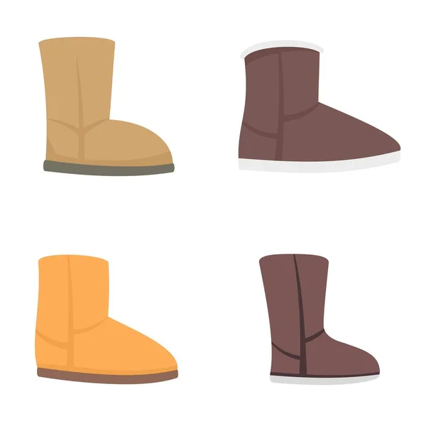 Ugg botas ícones conjunto, estilo plano — Vetor de Stock