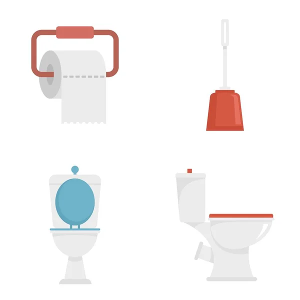 Toilet icons set, flat style — Stock Vector