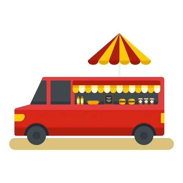 Ícone de caminhão de comida rápida, estilo plano — Vetor de Stock