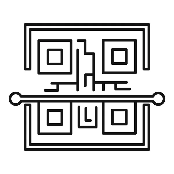 Scansione icona del codice qr, stile contorno — Vettoriale Stock