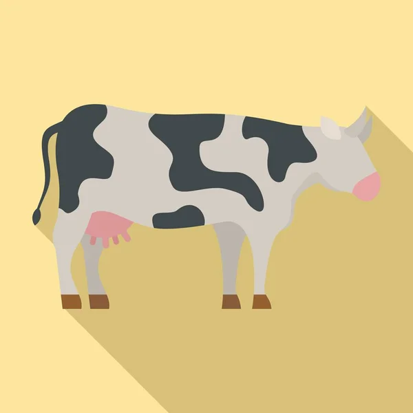 Иконка коровы-дневника, плоский стиль — стоковый вектор