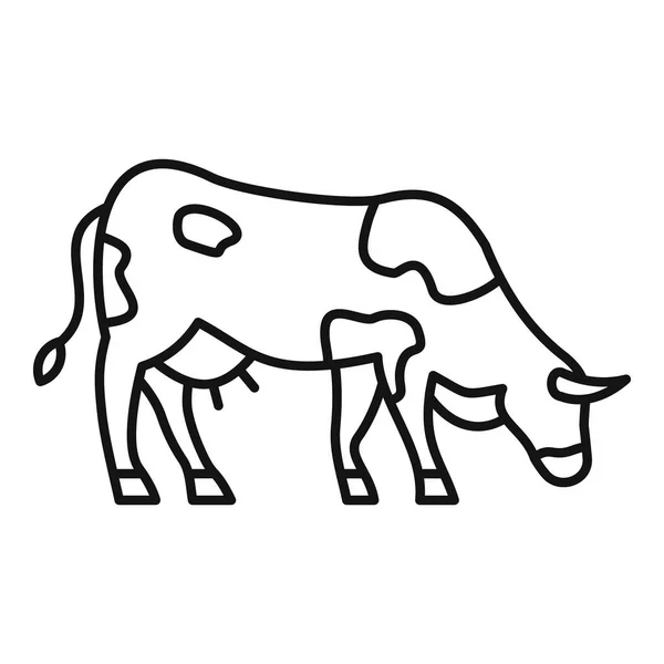 Farm cow icon, outline style — Stock Vector