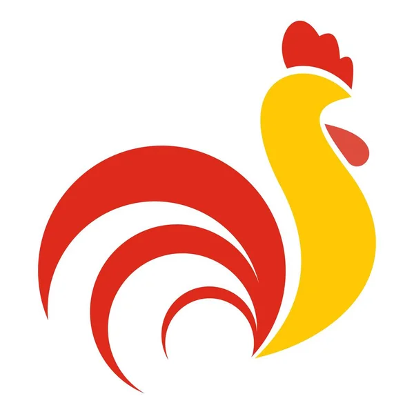Rooster Cock logo, platt stil — Stock vektor