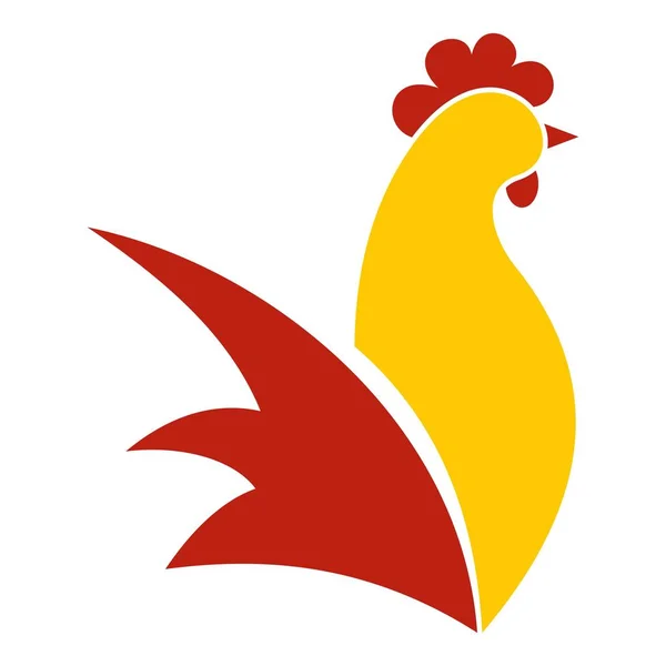 Röd gul tupp-logotyp, platt stil — Stock vektor