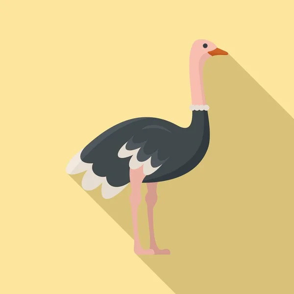 Icona di struzzo uccello, stile piatto — Vettoriale Stock