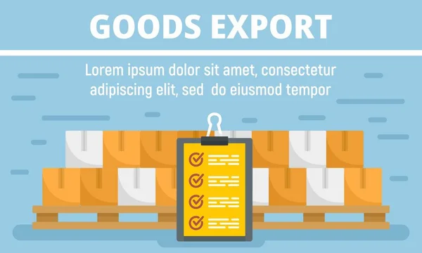 Banner de concepto de exportación de mercancías, estilo plano — Vector de stock