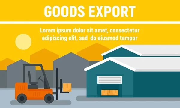 Banner de concepto de exportación de mercancías de almacén, estilo plano — Vector de stock