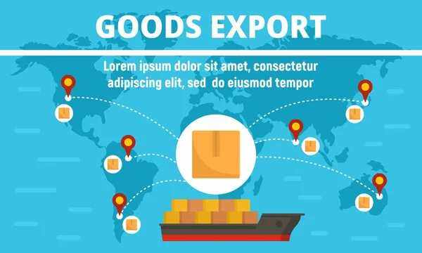 Banner de concepto de exportación de carga global, estilo plano — Vector de stock