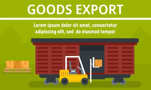 Banner de concepto de exportación de mercancías de vagón, estilo plano — Vector de stock