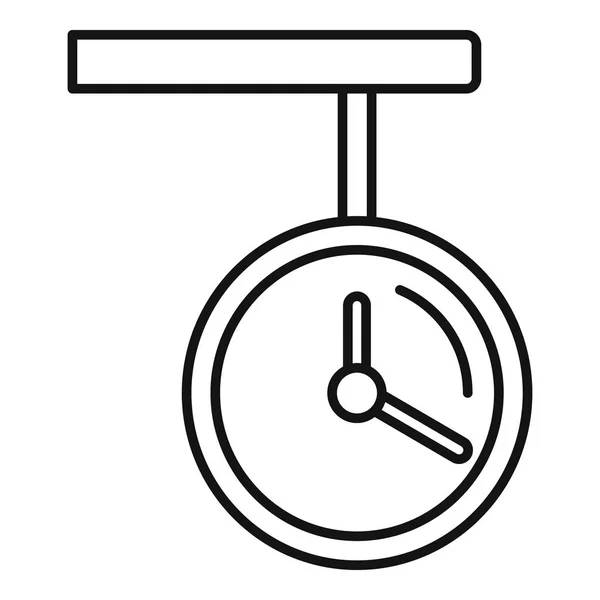 Часы железнодорожного вокзала иконка, стиль контура — стоковый вектор