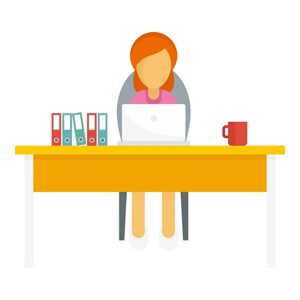 Mujer freelancer icono, estilo plano — Vector de stock