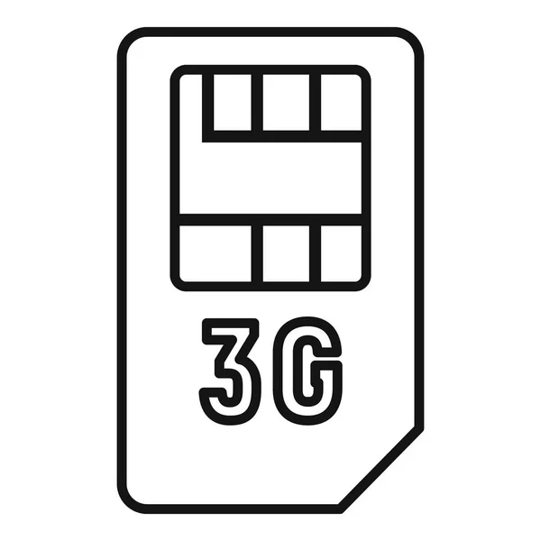 3g sim card icon, outline style — Stock Vector