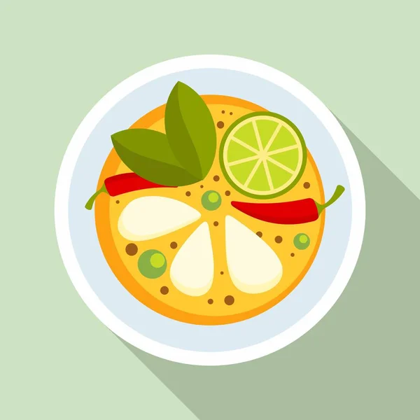 Chilli thai food soup icon, flat style