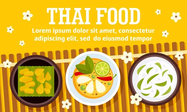 Thai food concept banner, flat style