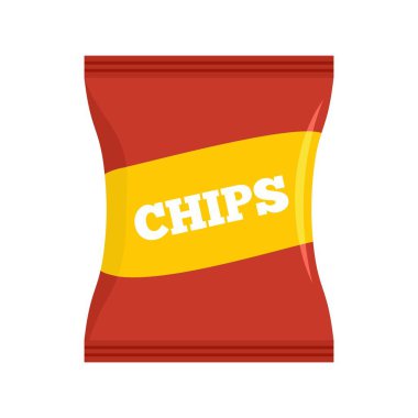 Red chips pack icon, flat style clipart