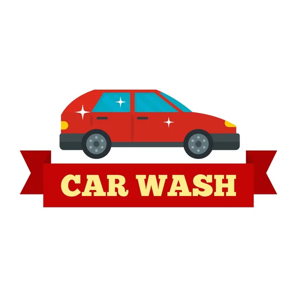 Car wash logo, vlakke stijl — Stockvector
