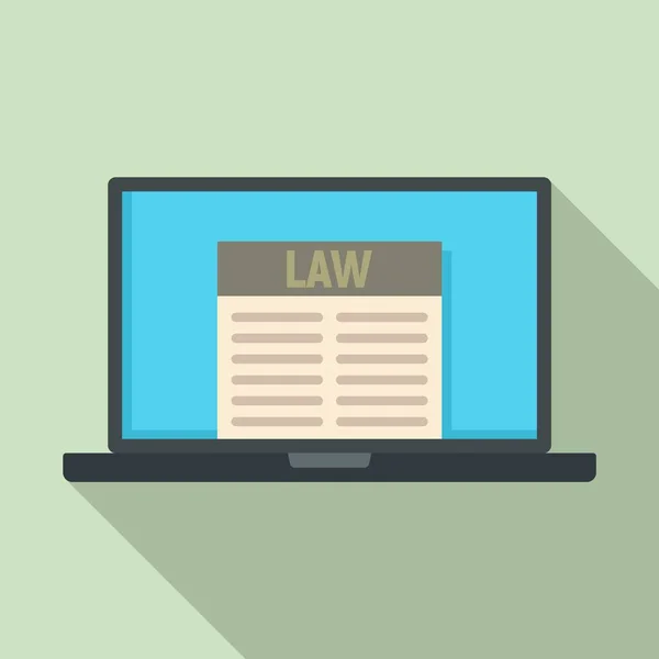 Gesetz Laptop-Ikone, flacher Stil — Stockvektor