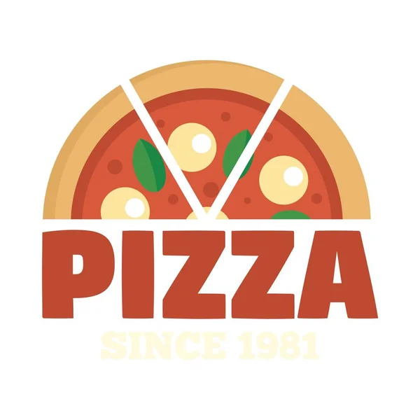 Пицца с 1981 года логотип, плоский стиль — стоковый вектор