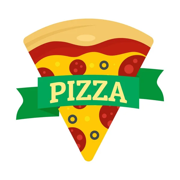 Логотип пиццы, плоский стиль — стоковый вектор