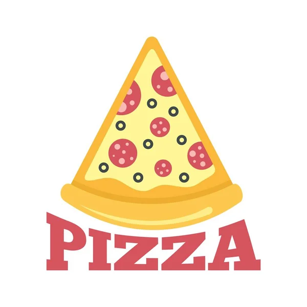 Pizza salami slice logo, flat style — Stock Vector