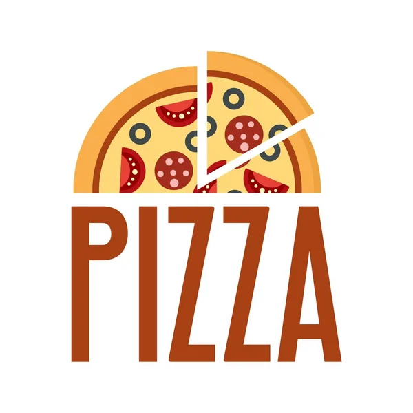 Логотип свежей пиццы, плоский стиль — стоковый вектор