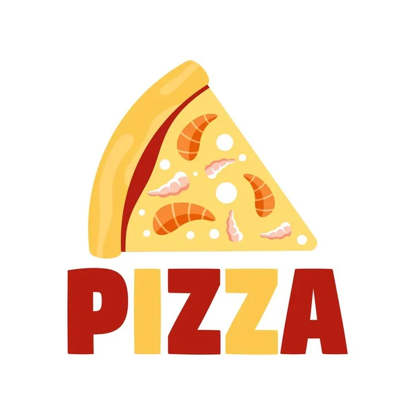 Niezdrowy pizza slice logo, płaski — Wektor stockowy