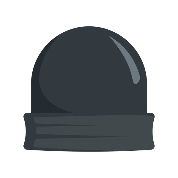 Bonnet noir icône, style plat — Image vectorielle