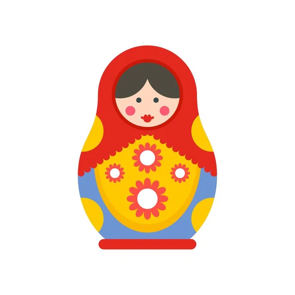 Icono de muñeca de anidación tradicional, estilo plano — Vector de stock