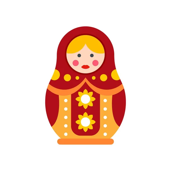 Mujer anidando icono de muñeca, estilo plano — Vector de stock