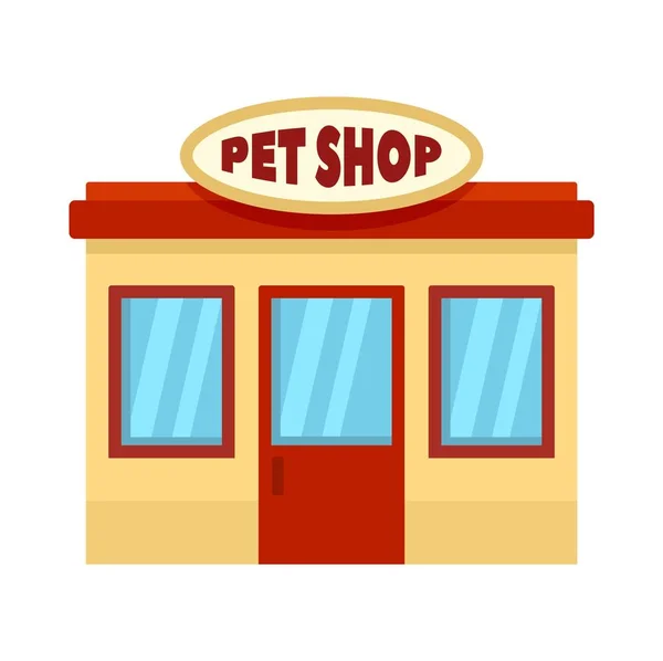 Pet street shop icona, stile piatto — Vettoriale Stock