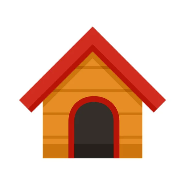 Wood dog house icon, flat style — Stock Vector