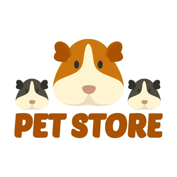 Cavy dierenwinkel logo, vlakke stijl — Stockvector