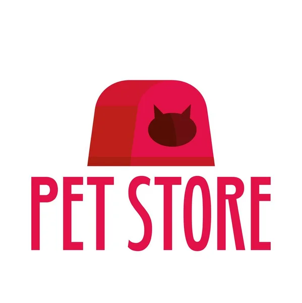 Γάτα κουτί κατοικίδιο ζώο κατάστημα λογότυπο, επίπεδη στυλ — Διανυσματικό Αρχείο
