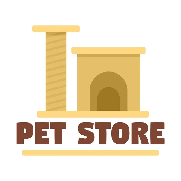 Evde beslenen hayvan stok kedi oyuncak logosu, düz stil — Stok Vektör
