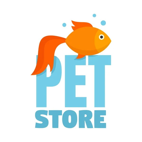 Vissen dierenwinkel logo, vlakke stijl — Stockvector