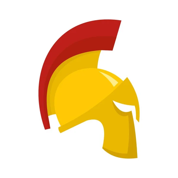 Золотой спарта шлем икона, плоский стиль — стоковый вектор