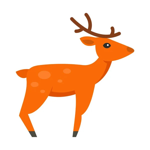 Christmas deer icon, flat style — Stock Vector