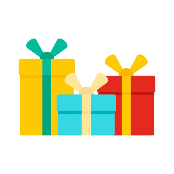 Gift box set icon, flat style — Stock Vector