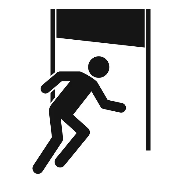 Mann läuft Ziellinie-Symbol, einfacher Stil — Stockvektor