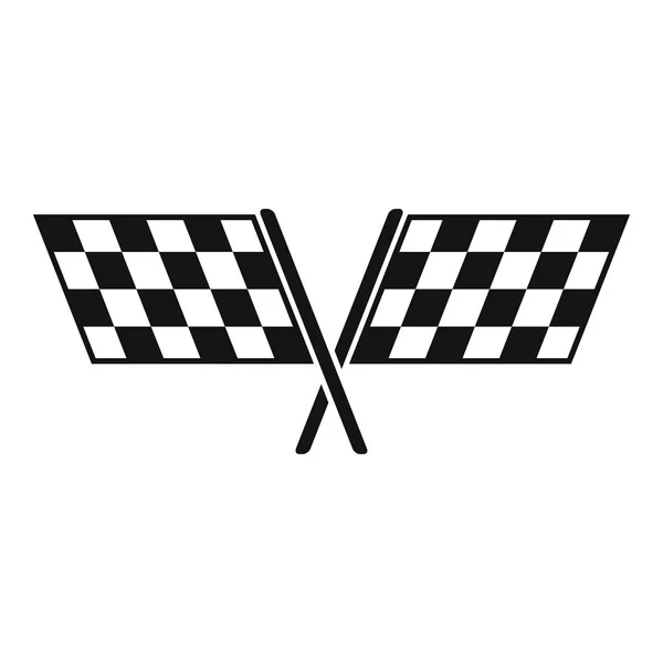 Bandiere da corsa incrociate icona, stile semplice — Vettoriale Stock