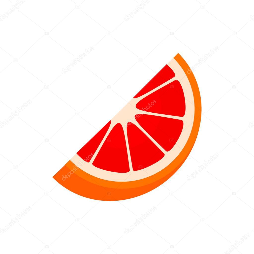 Slice of grapefruit icon, flat style